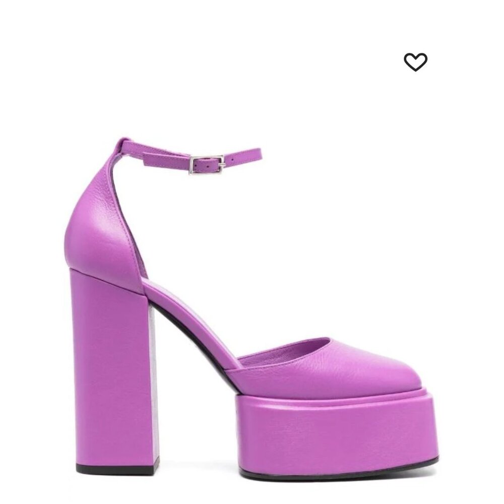NEW - 3 JUIN - Leather Ambra Sandals Heel Shoes13 Cm In AMETHYST - SIZE 8 OR 38